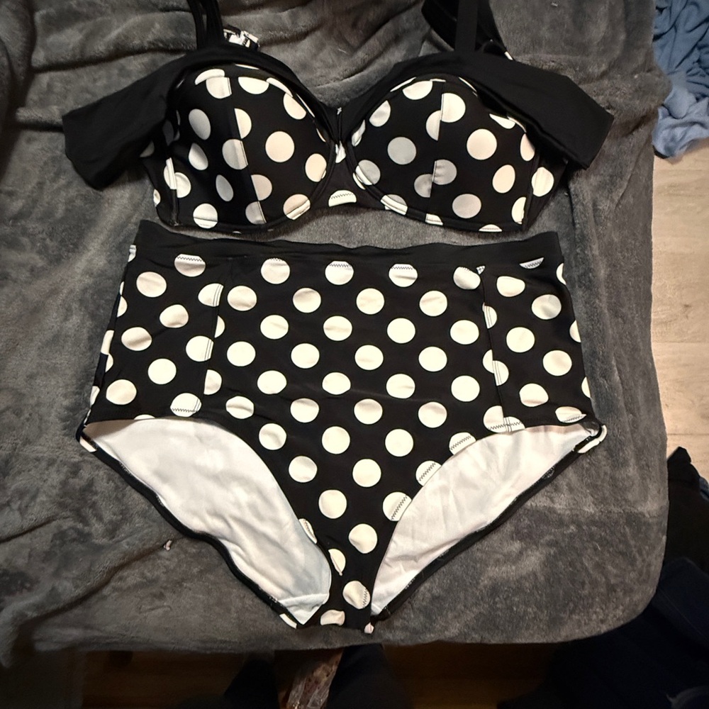 Adore Me Black and White Polka Dot Bikini Set